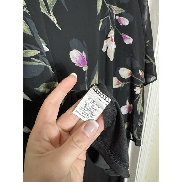 NY Collection NWT 2X Embellished V-Neck rhinestone pull over sheer fairy floral - Picture 7 of 10